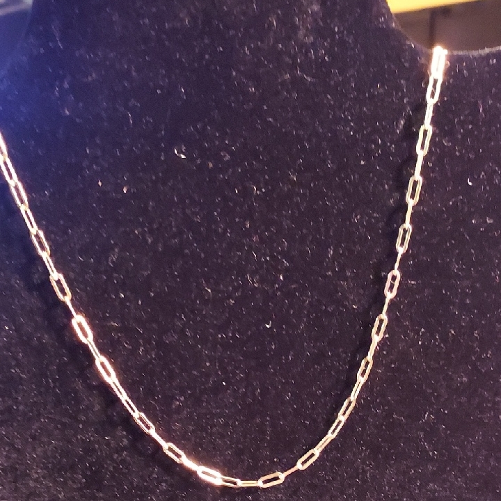 925 Sterling Silver With Gold Overlay. Paper Clip Necklace -18 Inch